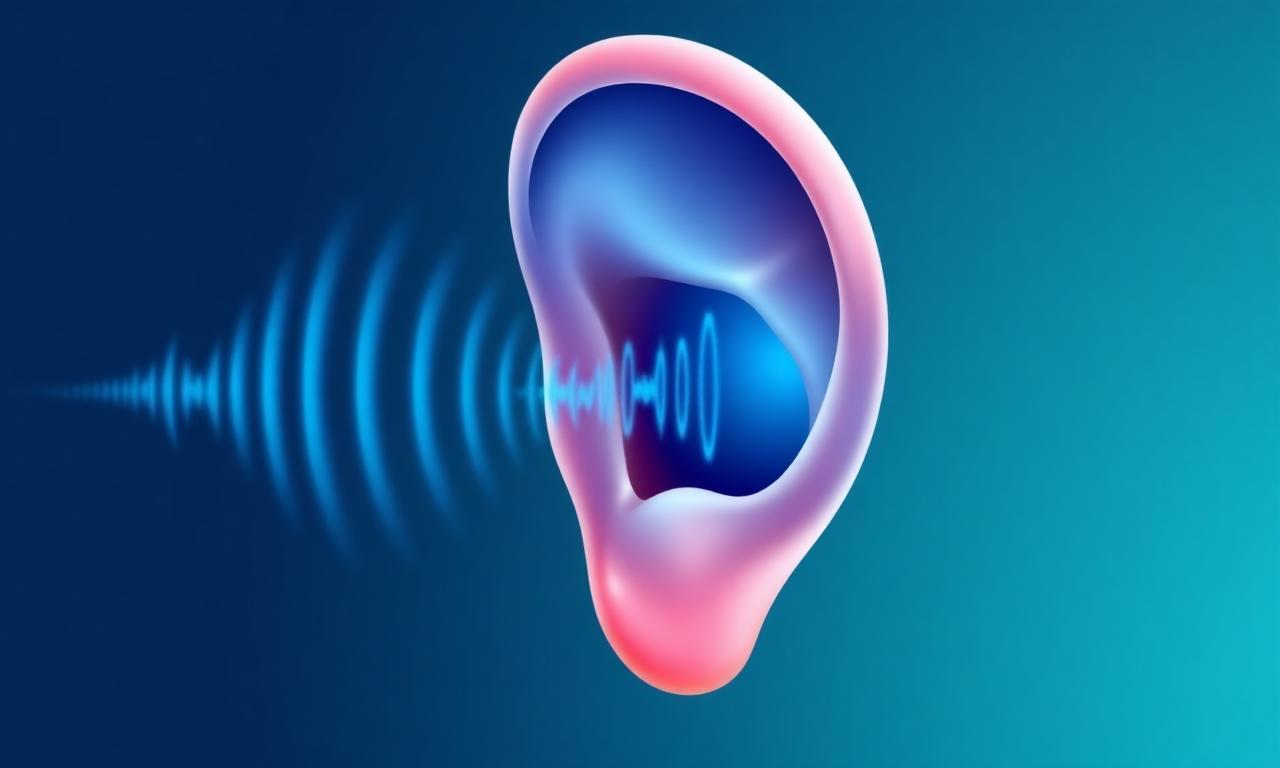 Inner ear and sound waves illustration